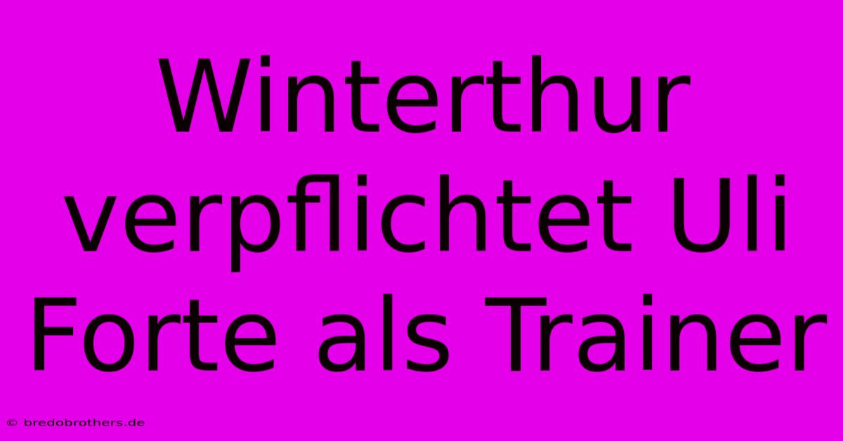 Winterthur Verpflichtet Uli Forte Als Trainer