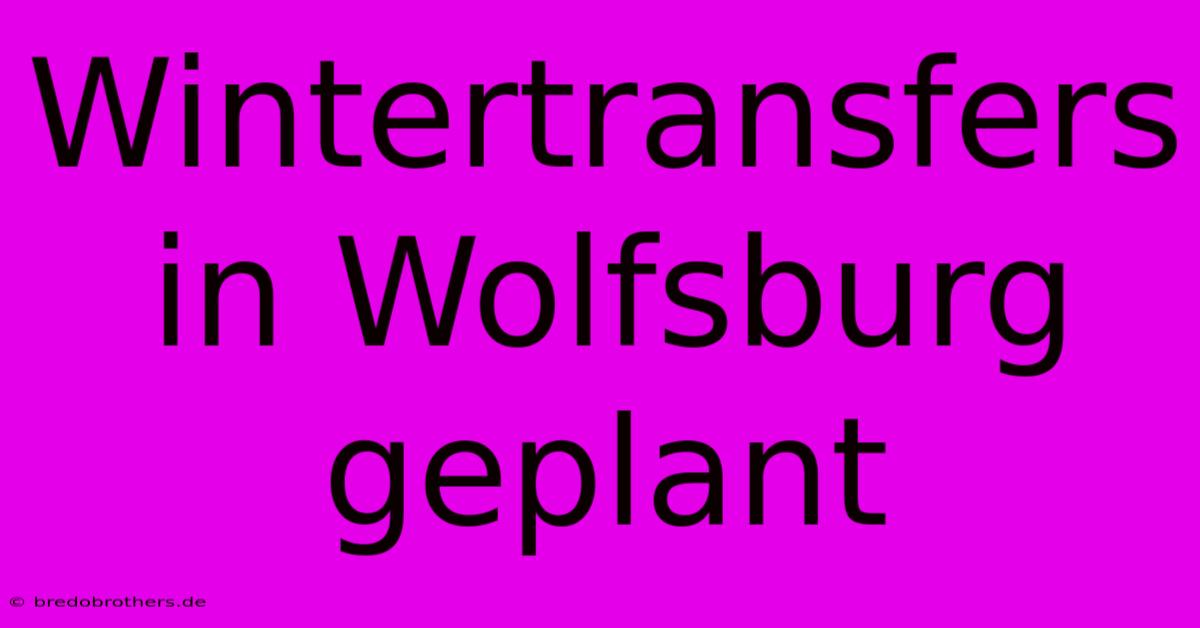 Wintertransfers In Wolfsburg Geplant