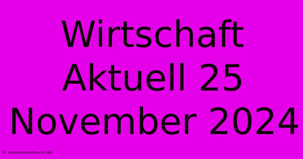 Wirtschaft Aktuell 25 November 2024