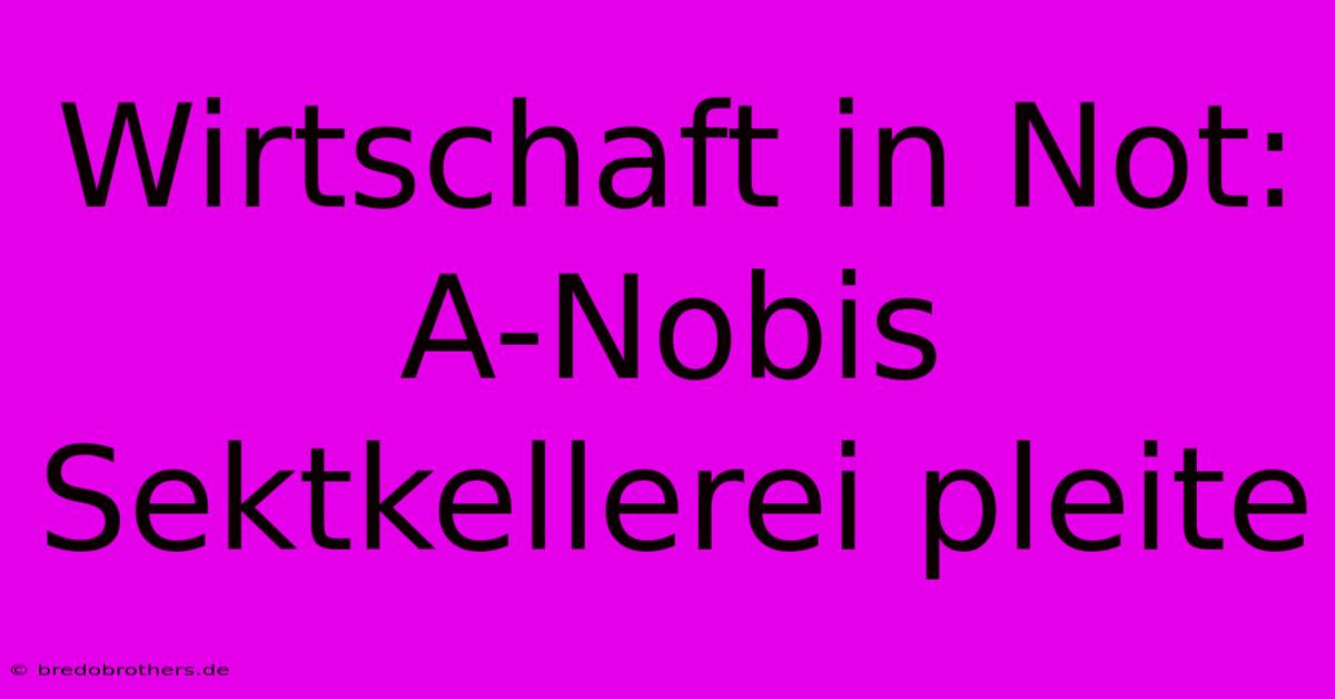 Wirtschaft In Not: A-Nobis Sektkellerei Pleite