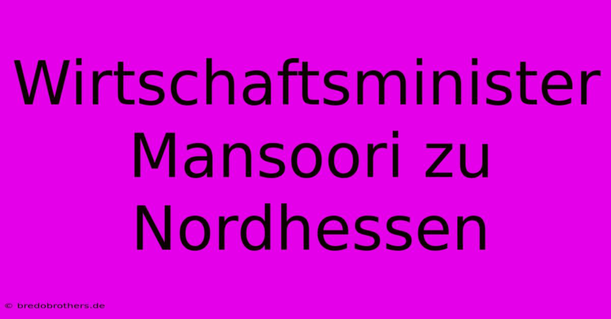 Wirtschaftsminister Mansoori Zu Nordhessen