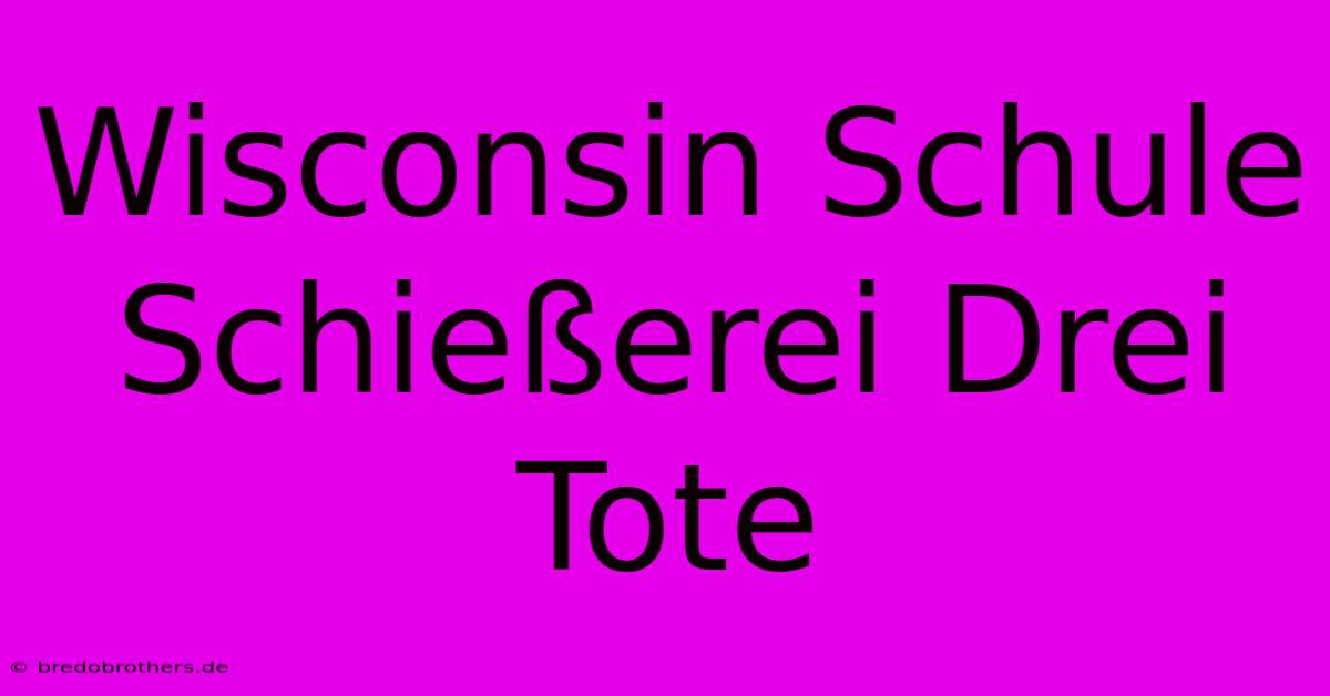 Wisconsin Schule Schießerei Drei Tote