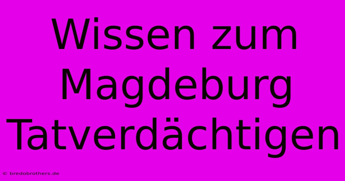 Wissen Zum Magdeburg Tatverdächtigen