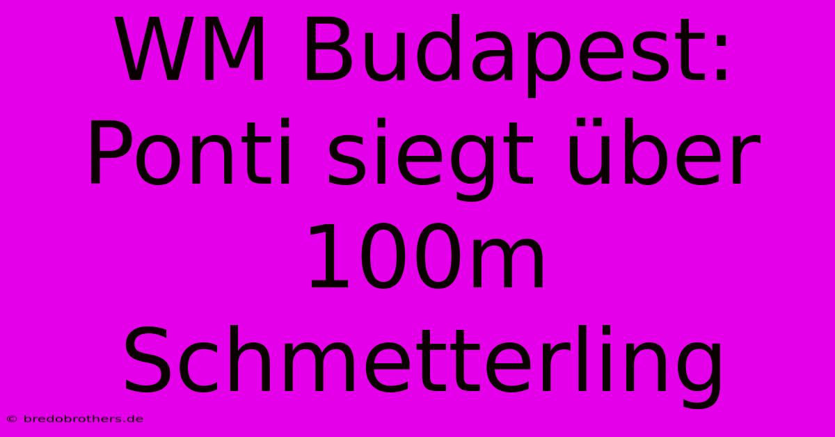 WM Budapest: Ponti Siegt Über 100m Schmetterling