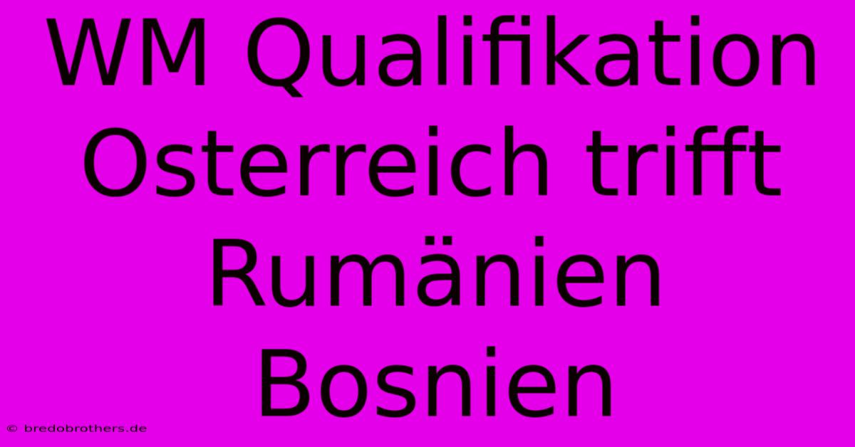 WM Qualifikation Osterreich Trifft Rumänien Bosnien