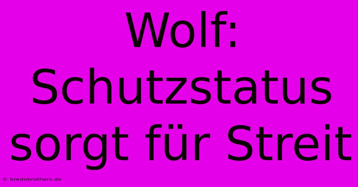 Wolf: Schutzstatus Sorgt Für Streit