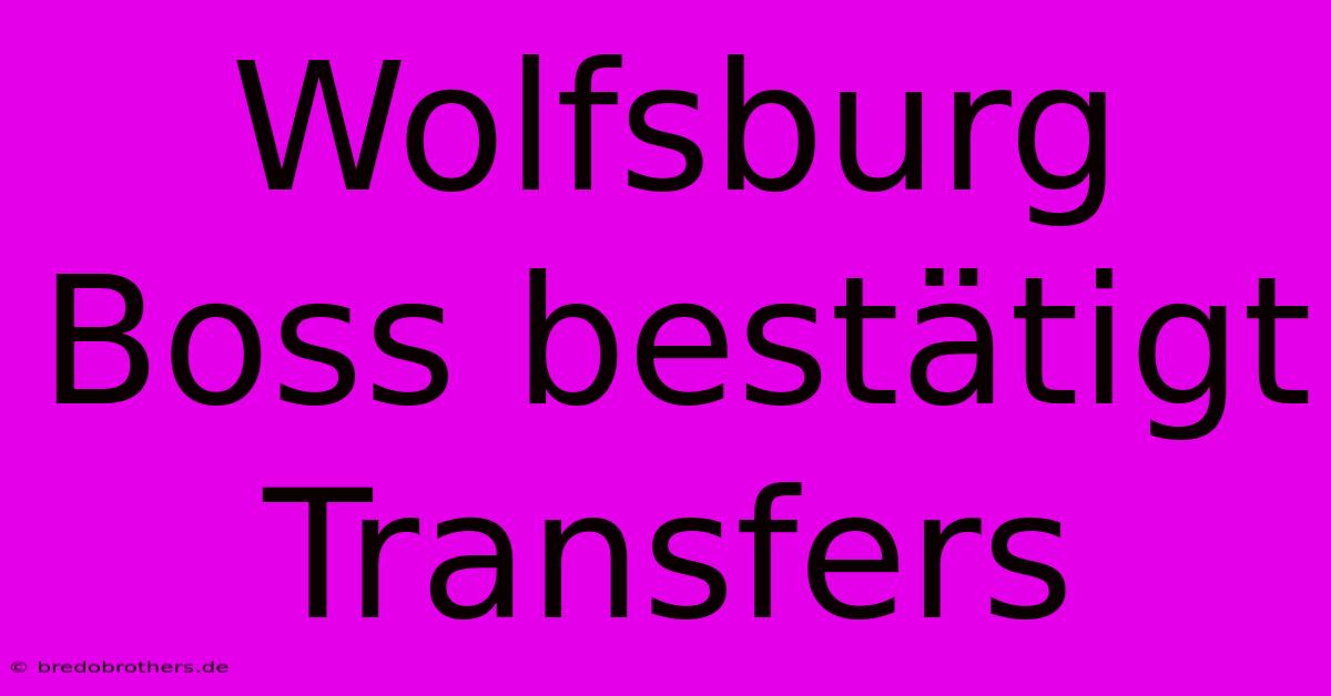 Wolfsburg Boss Bestätigt Transfers