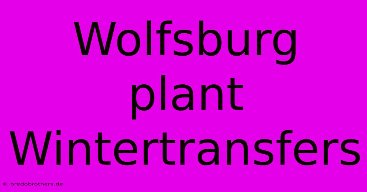 Wolfsburg Plant Wintertransfers