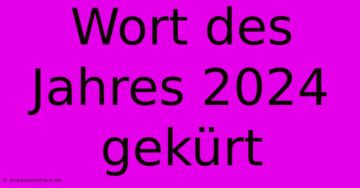 Wort Des Jahres 2024 Gekürt