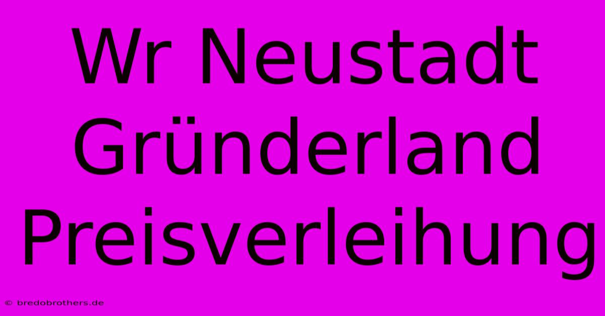 Wr Neustadt Gründerland Preisverleihung