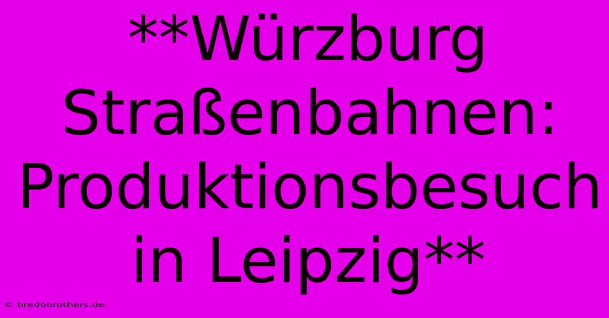 **Würzburg Straßenbahnen: Produktionsbesuch In Leipzig** 