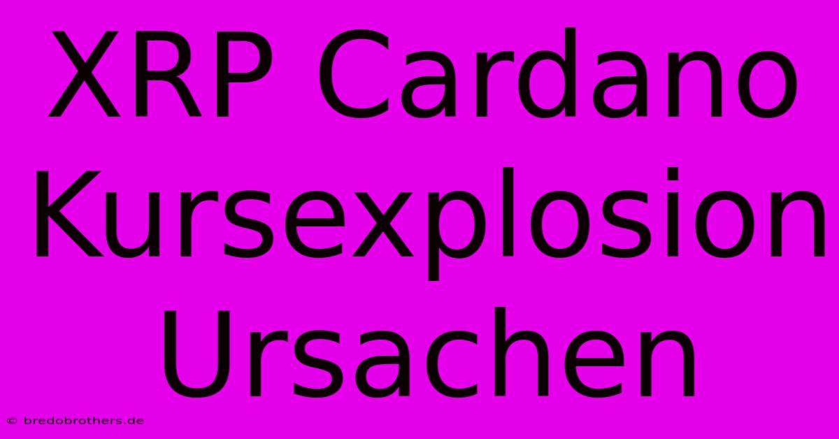 XRP Cardano Kursexplosion Ursachen