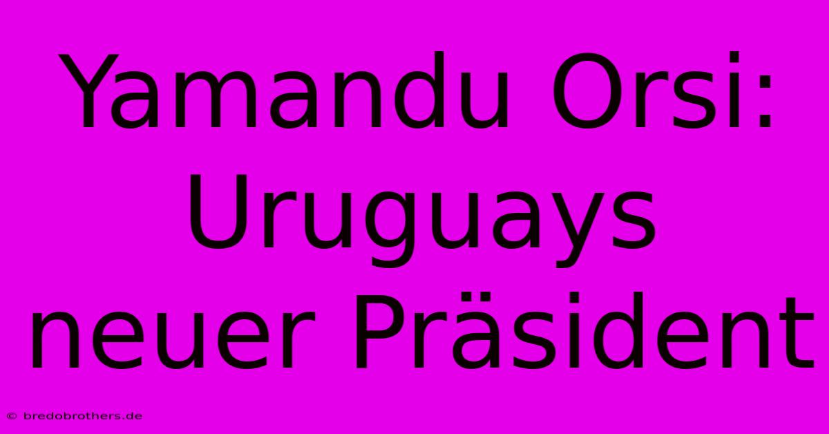 Yamandu Orsi: Uruguays Neuer Präsident