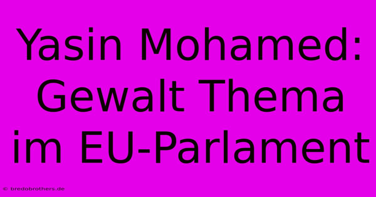 Yasin Mohamed:  Gewalt Thema Im EU-Parlament