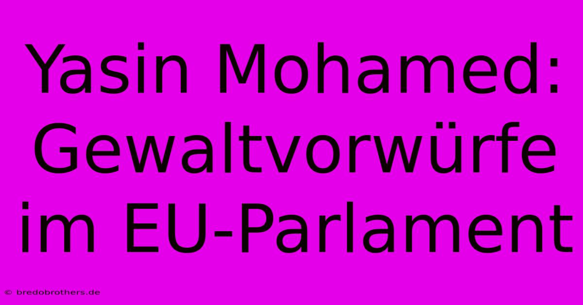 Yasin Mohamed: Gewaltvorwürfe Im EU-Parlament