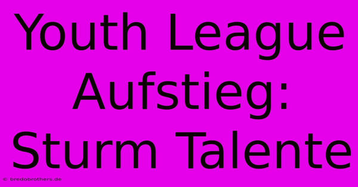 Youth League Aufstieg: Sturm Talente