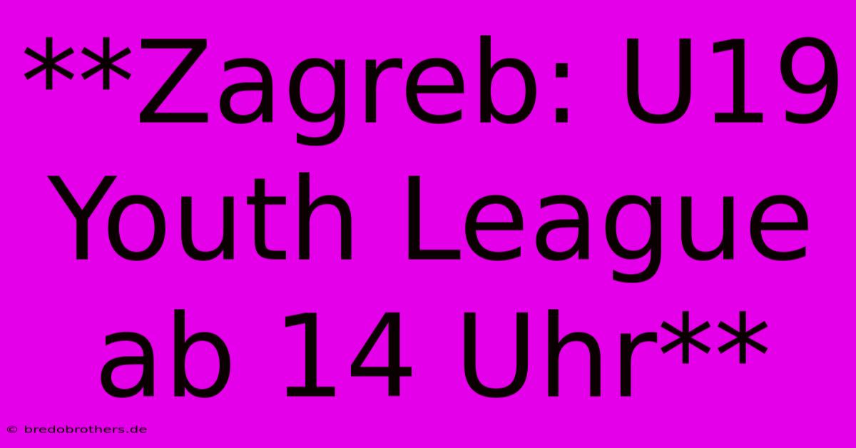 **Zagreb: U19 Youth League Ab 14 Uhr**