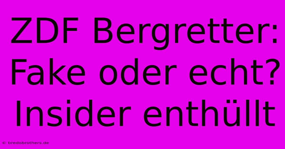 ZDF Bergretter:  Fake Oder Echt? Insider Enthüllt