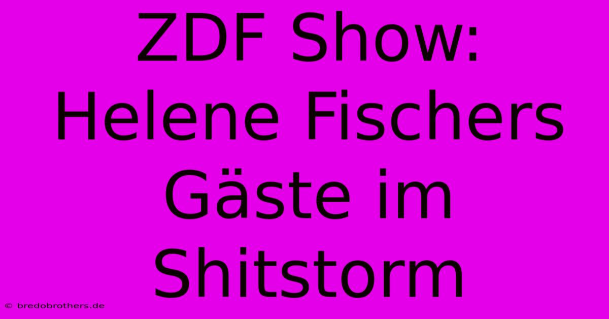 ZDF Show:  Helene Fischers Gäste Im Shitstorm