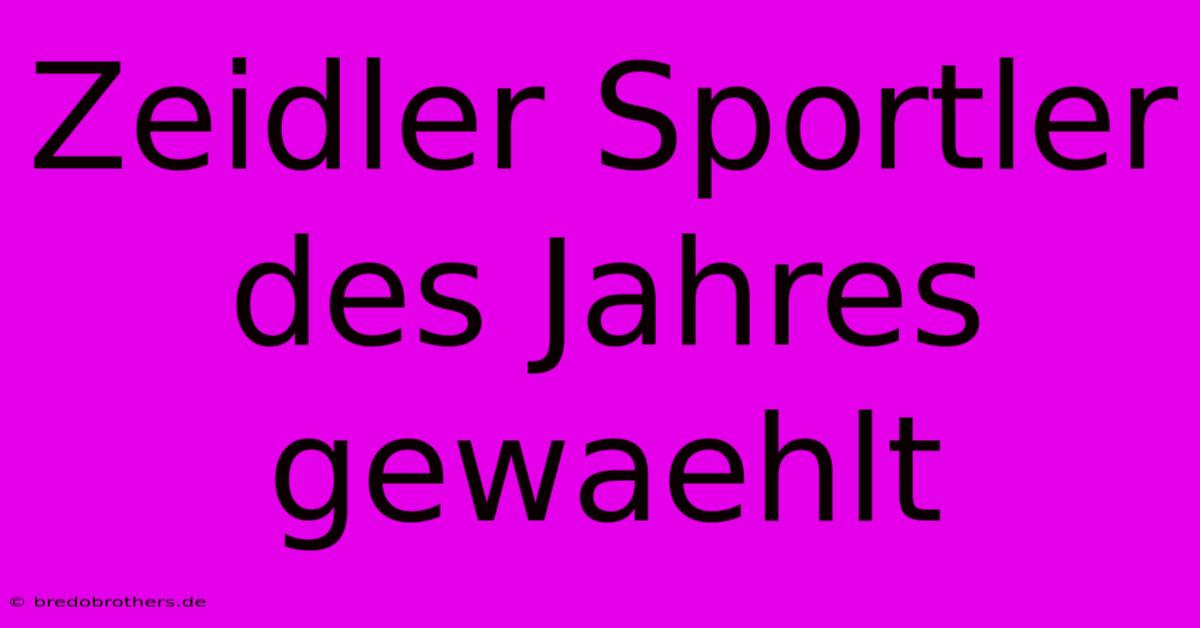 Zeidler Sportler Des Jahres Gewaehlt