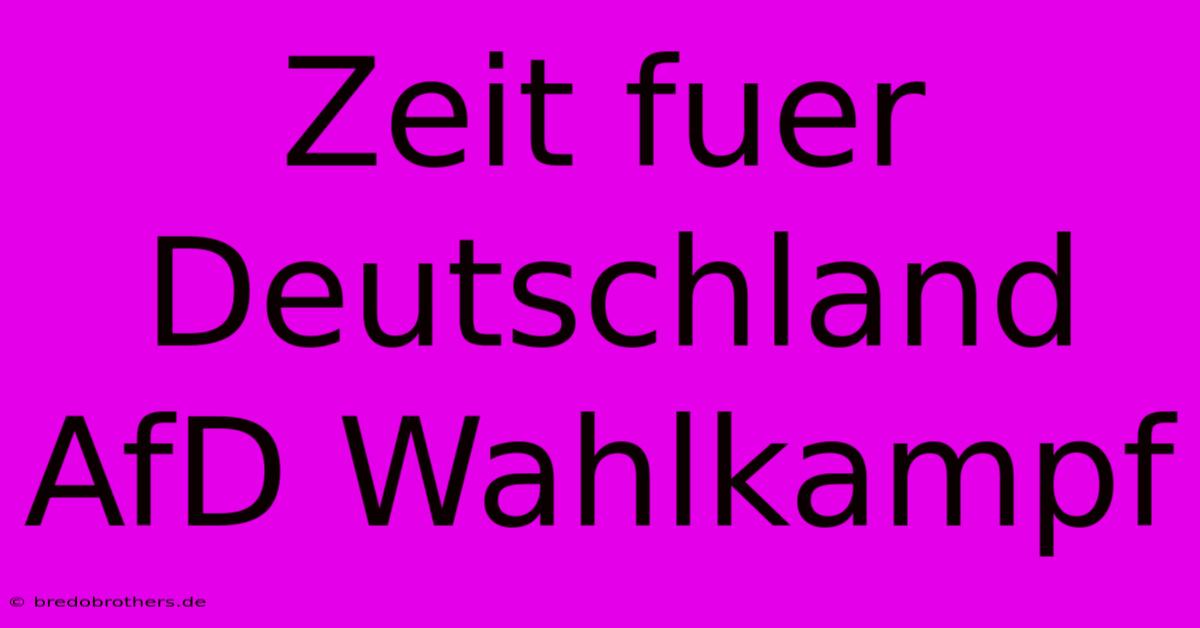 Zeit Fuer Deutschland AfD Wahlkampf