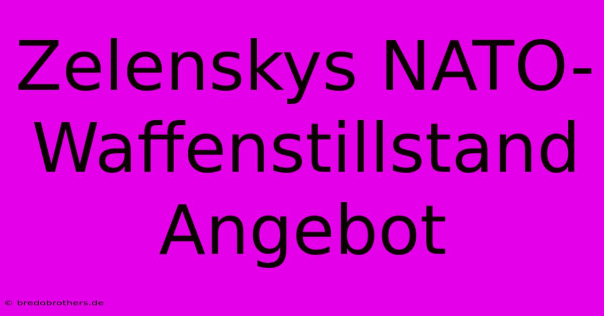 Zelenskys NATO-Waffenstillstand Angebot