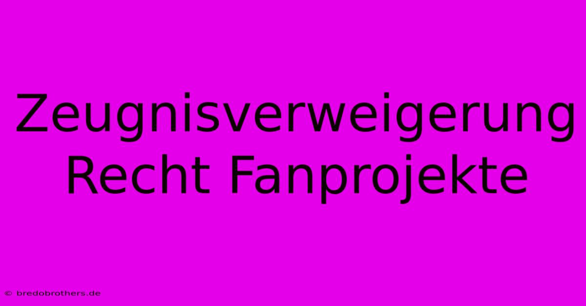 Zeugnisverweigerung Recht Fanprojekte