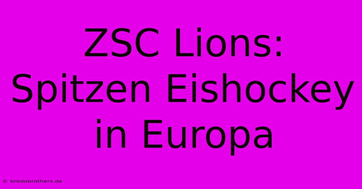 ZSC Lions:  Spitzen Eishockey In Europa