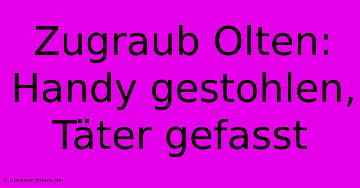 Zugraub Olten: Handy Gestohlen, Täter Gefasst