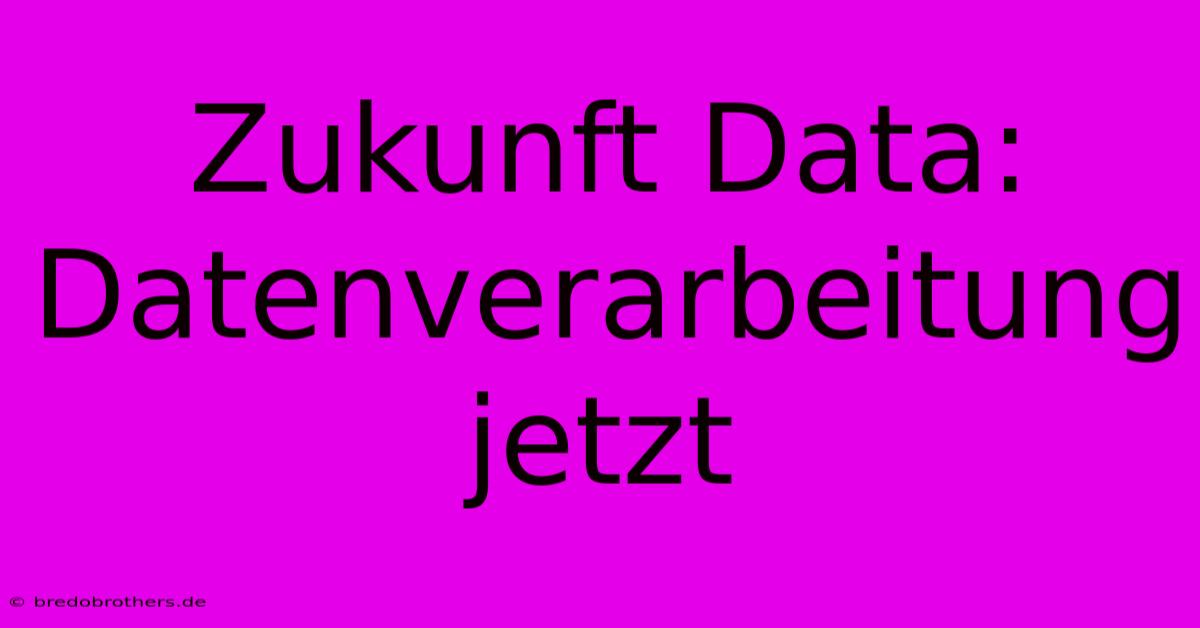 Zukunft Data:  Datenverarbeitung Jetzt