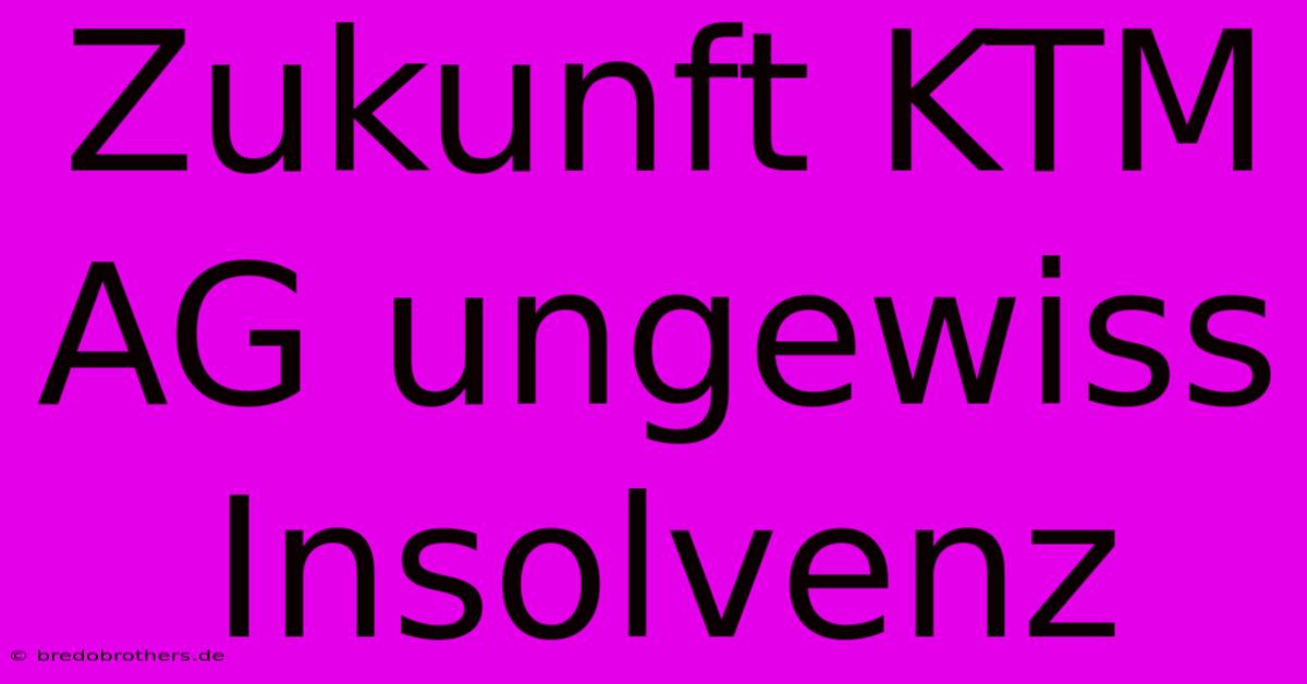 Zukunft KTM AG Ungewiss Insolvenz