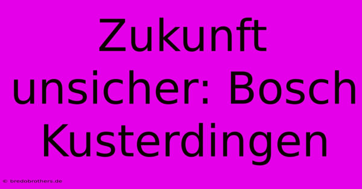 Zukunft Unsicher: Bosch Kusterdingen