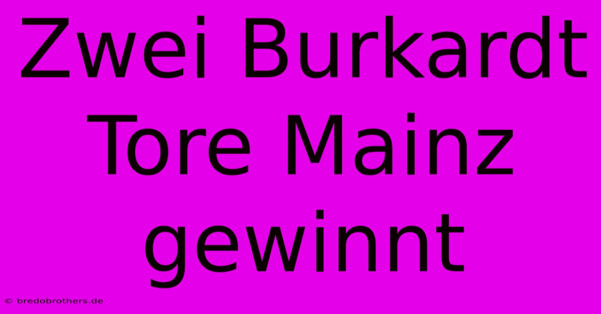 Zwei Burkardt Tore Mainz Gewinnt