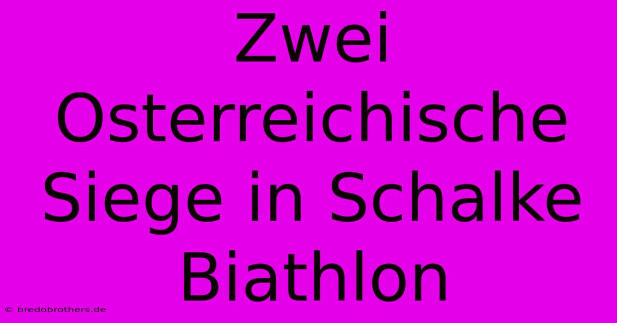 Zwei Osterreichische Siege In Schalke Biathlon