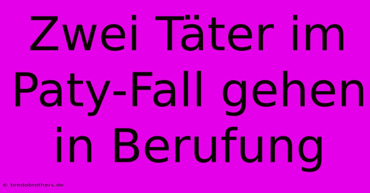 Zwei Täter Im Paty-Fall Gehen In Berufung