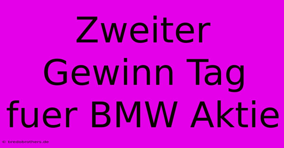 Zweiter Gewinn Tag Fuer BMW Aktie