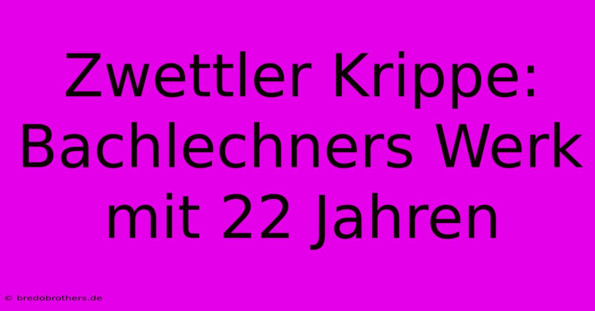 Zwettler Krippe: Bachlechners Werk Mit 22 Jahren